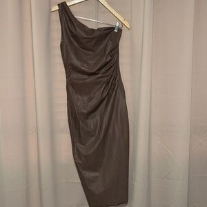 Naked Wardrobe Chocolate One-Shoulder Dress